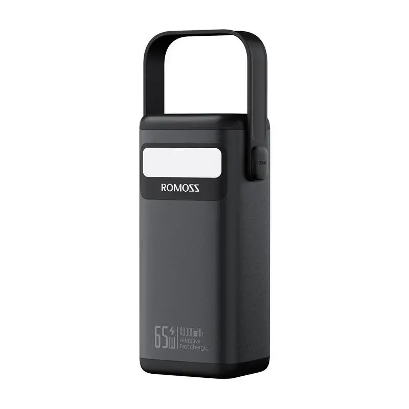 Romoss PMT40 external battery (powerbank) | 40000 mAh | 65W | USB-C, Lightning, USB-A | LED flashlight, LED display | black