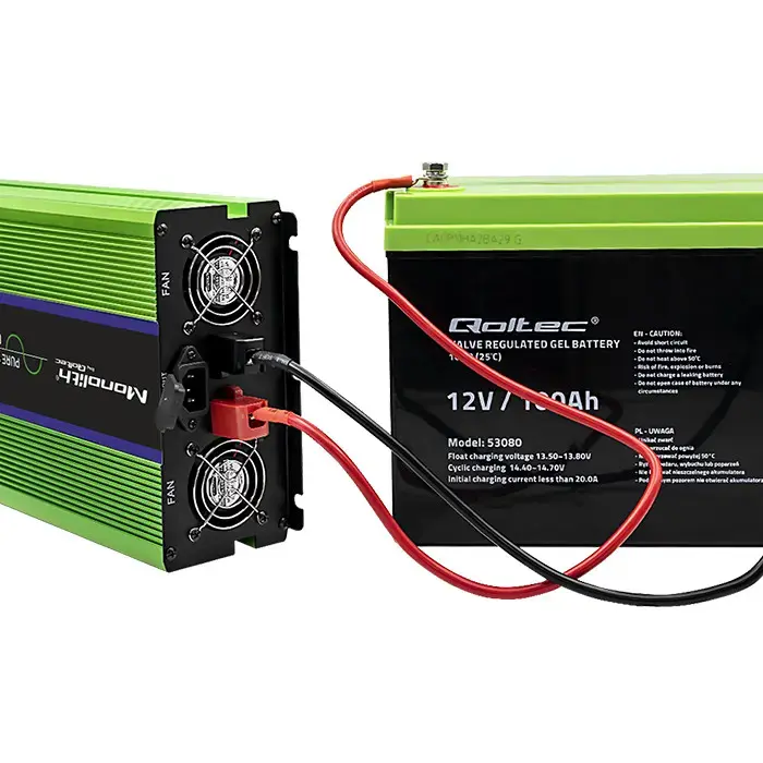 Qoltec Pure Sine Wave Inverter Monolith | battery charger | UPS | 3000W | 6000W | 12V to 230V | LCD