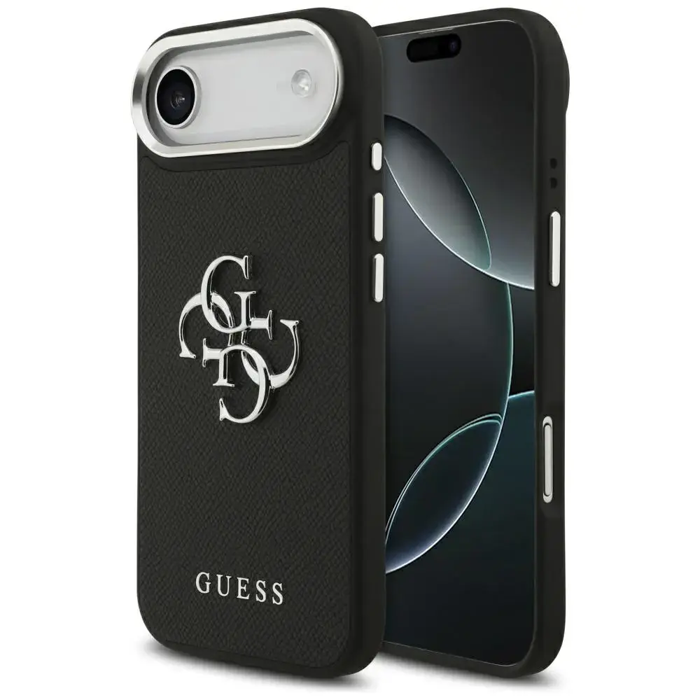 Guess Grained Big 4G Classic Logo maciņš telefonam iPhone 17 Air melns