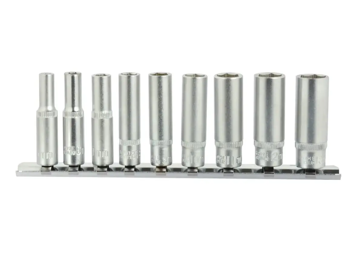 6-point Deep Socket Set 5-13 mm 1/4" Drive 9pcs CrV