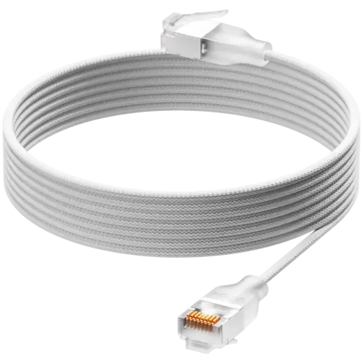 Ubiquiti UACC-Cable-Patch-EL-C6A-0.3M-W Ultra-thin braided patch cable, designed and optimized for 10 GbE networking, Translucent booted RJ45 for optimal Etherlighting brightness