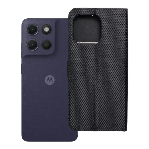 Flip case for Motorola G17 4Card RFID anti-theft tech fabric black