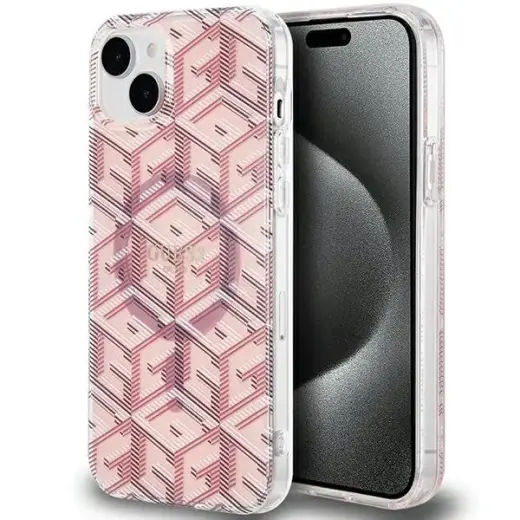 Guess GUHMP15SHGCUSTGP iPhone 15 | 14 | 13 6.1" różowy|pink hardcase IML GCube MagSafe
