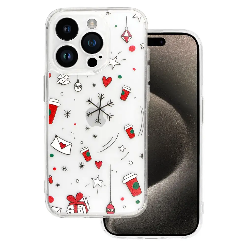 TEL PROTECT Christmas Clear Case for Iphone 16 Pro Design 3