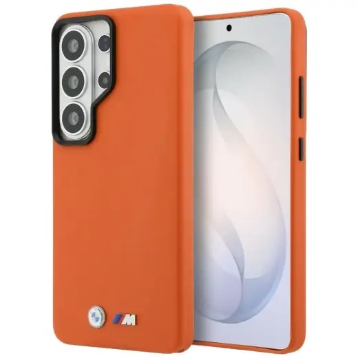BMW M Metal Logo phone case with MagSafe support for Samsung Galaxy S26 Ultra (S948) orange