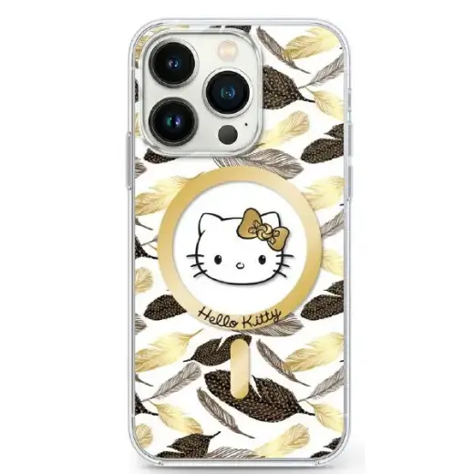 Hello Kitty HKHMP16XHGLEH iPhone 16 Pro   Max 6.9" biały|white hardcase IML Golden Leaves MagSafe