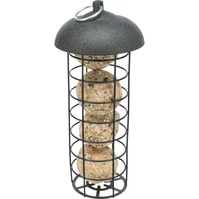 Barotava āra putniem - Trixie Fat ball feeder/roof, 4 fat balls, metal/plastic, ø10×21cm