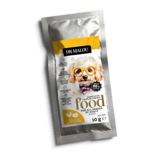 Liofilizēta barība suņiem - DR Malou, Chicken with pumpkin dog food-Adult 10g