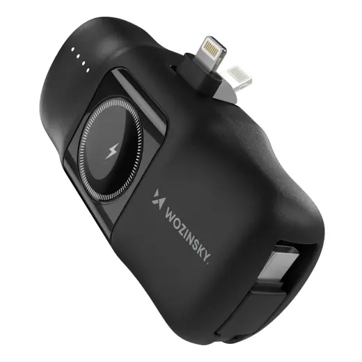 Wozinsky WF16-YLS ārējais akumulators (powerbank) | 5000 mAh | 15W | Lightning, USB-C, Apple Watch | melns