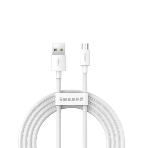 Baseus Simple Wisdom datu pārraides un uzlādes vads | USB-A uz Micro USB | 10W | 1.5m | balts | 2 gab. komplekts