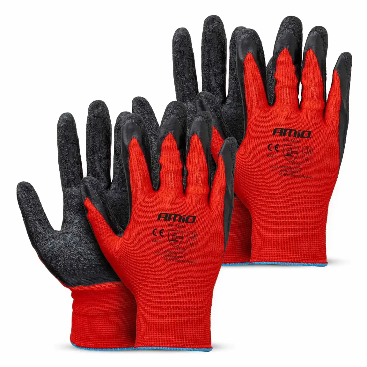 PE Latex coatedsafety gloves 4 pcs Size 9 (2 pairs), 2121X AMIO-04636
