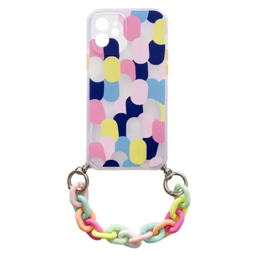 Color Chain gēla elastīgs maciņš ar ķēdītes kulonu telefonam iPhone 13 Pro Max daudzkrāsains