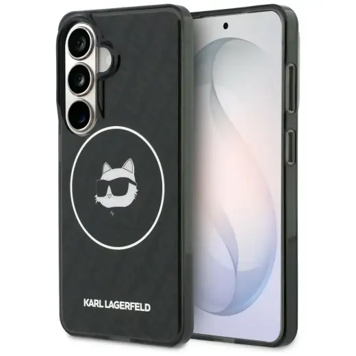 Karl Lagerfeld IML Repeated Choupette maciņš ar MagSafe atbalstu telefonam Samsung Galaxy S26 (S942) melns