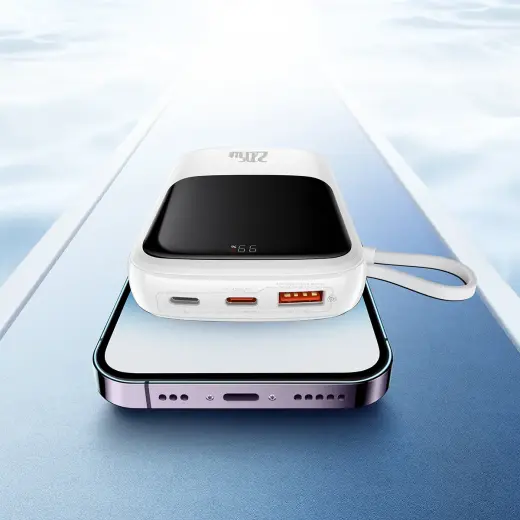 Baseus Qpow PRO ārējais akumulators (powerbank) | 10000 mAh | 22.5W | USB-C, USB-A | balts
