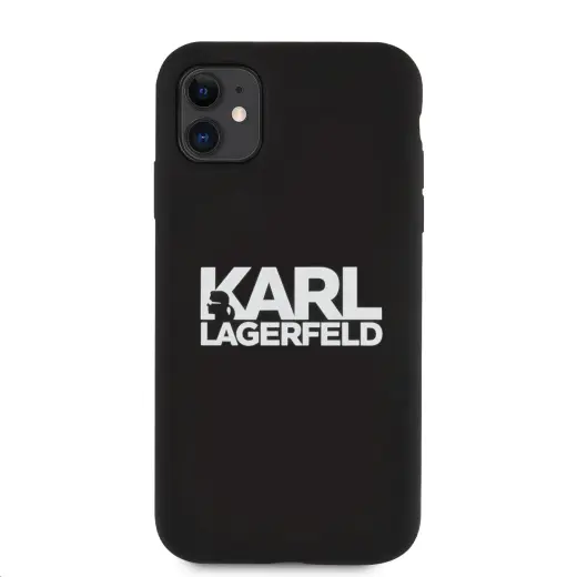 Karl Lagerfeld Stack White Logo Silicone Case for iPhone 11 Black