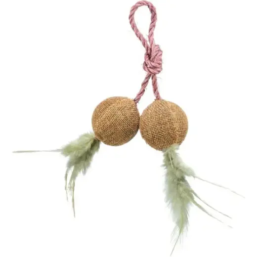 Rotaļlieta kaķiem : Trixie 2 balls on a rope, jute, ø 4.5 cm