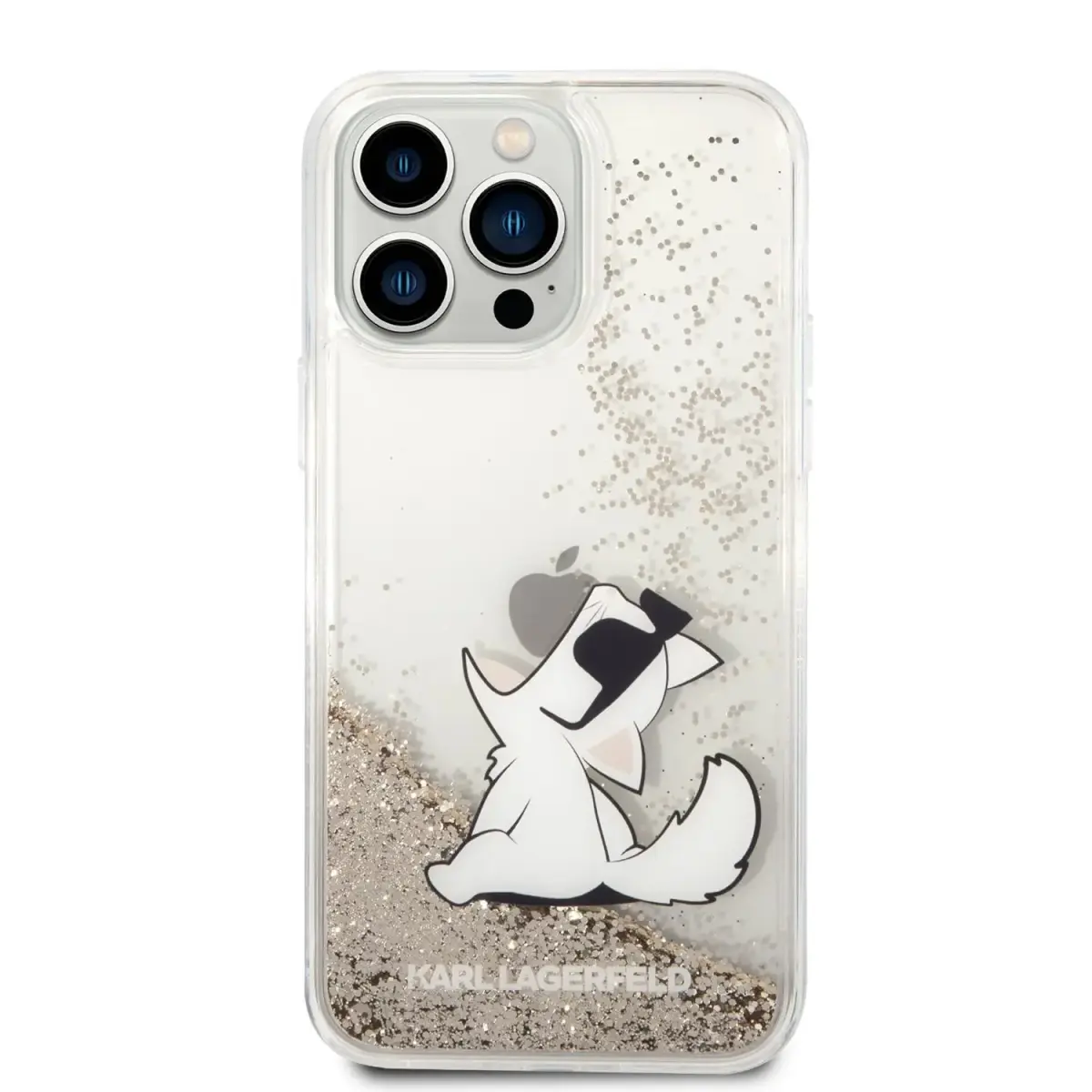 Karl Lagerfeld Liquid Glitter Choupette Eat Case for iPhone 14 Pro Max Gold