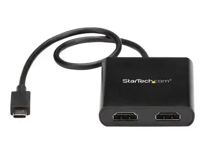 StarTech.com 2-Port Multi Monitor Adapter - USB-C to HDMI Video Splitter - USB Type-C to DP MST Hub - Thunderbolt 3 Compatible - Windows - external video adapter - black