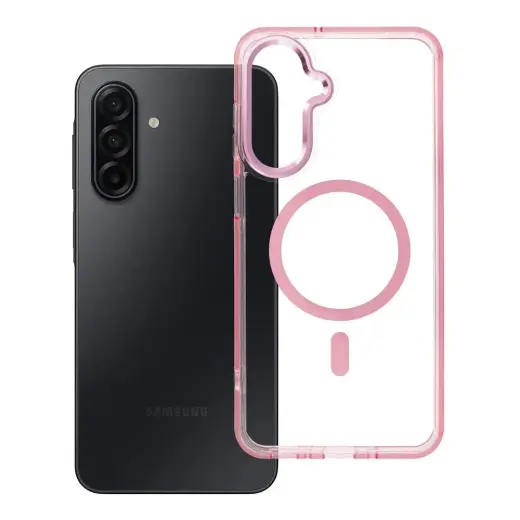 FRAME CLEAR HYBRID MAG telefono dėklas su MagSafe palaikymu Samsung Galaxy A17 4G (A175) rožinis