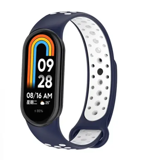 Beline viedpulksteņa siksniņa priekš Xiaomi Mi Band 8 | silikons | zila/balta