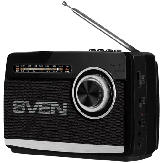 Speaker SVEN SRP-535, black (3W, FM/AM/SW, USB, microSD, flashlight, battery)