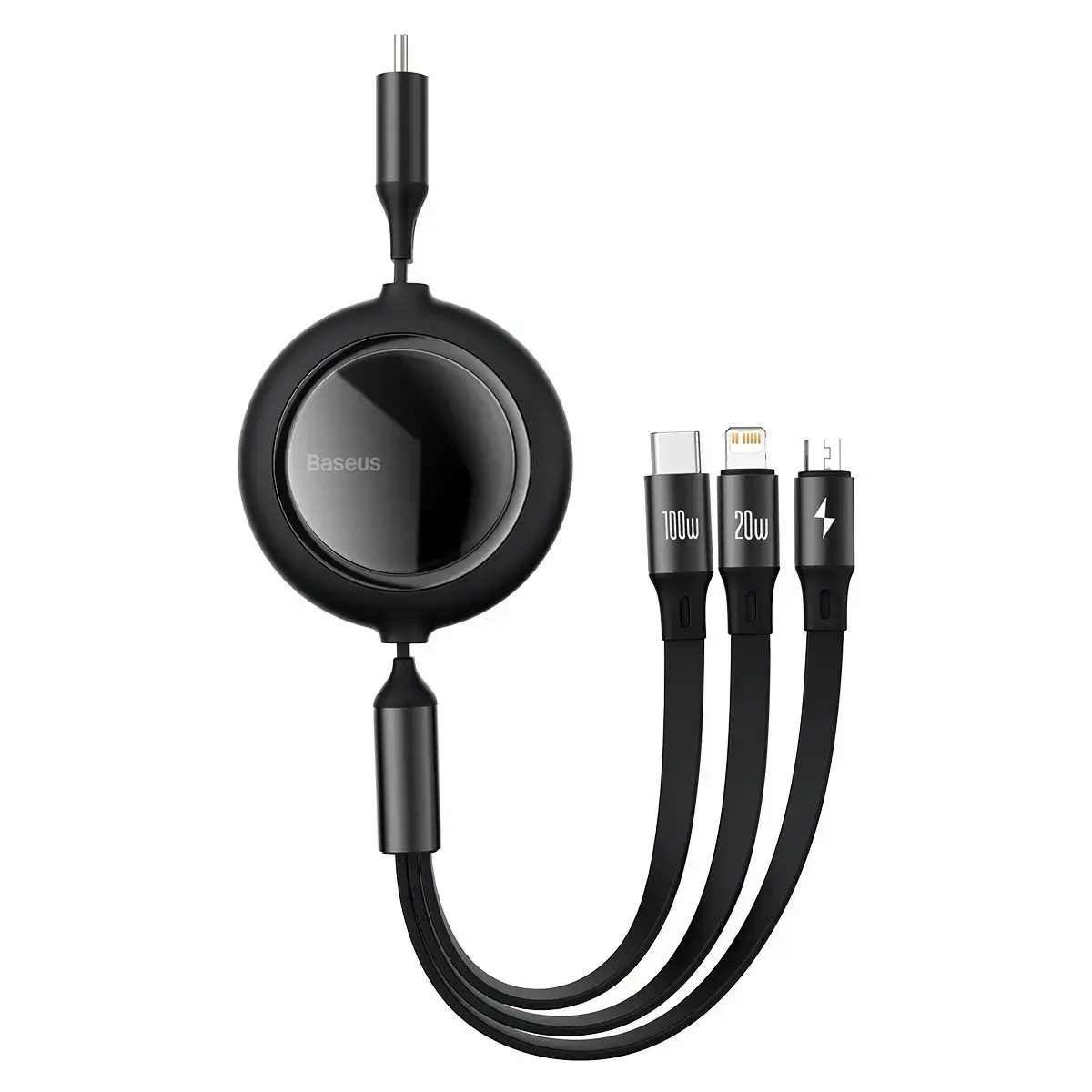 USB cable 3in1 Baseus Bright Mirror, USB-C to micro USB | USB-C | Lightning, 100W, 1.2m (black)