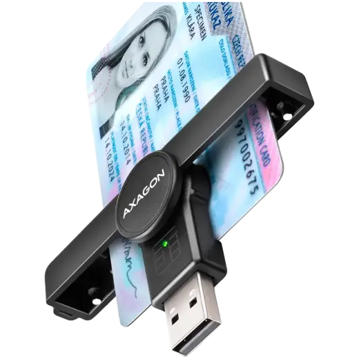 Axagon Foldable pocket USB-A contact Smart / ID card reader.