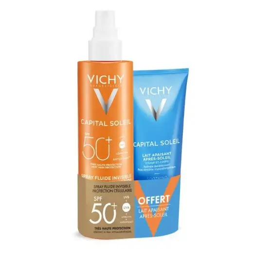 Vichy Capital Soleil Invisible Fluid Spray Cellular Protection SPF50+ 200ml + Soothing Aftersun Milk 100ml