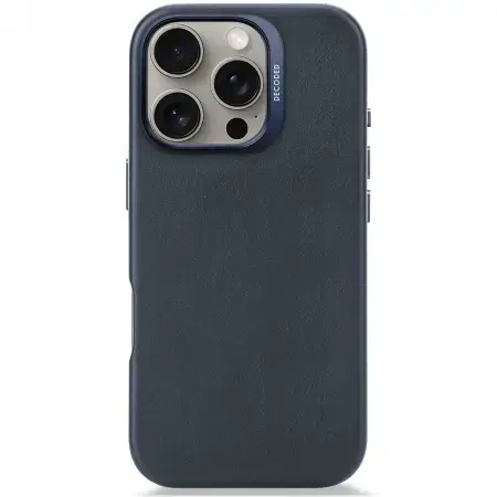 Decoded Leather Backcover MagSafe case for iPhone 16 Pro - navy blue
