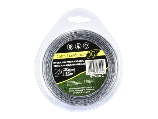 Sustiprintas nailoninis trimerio valas, gofruotas, 2.0mm x 15m