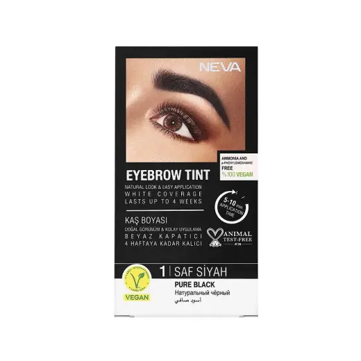 Neva, Eyebrow Tint, Vegan, Permanent Hair Dye,  Pure Black, 30 ml