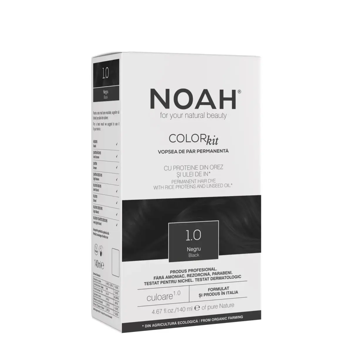 Noah, Permanent Hair Colour, Permanent Hair Dye, 1.0 Black, 140 ml