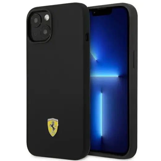 Ferrari FEHCP14SSIBBK iPhone 14 6,1" czarny|black hardcase Silicone Metal Logo