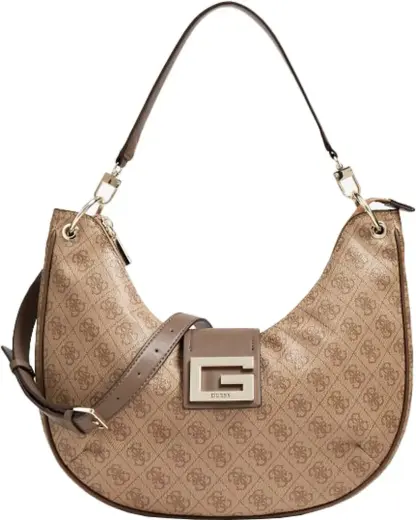 Guess, Brightside, Polyurethane, Textile Bag, Hobo Latte, For Women