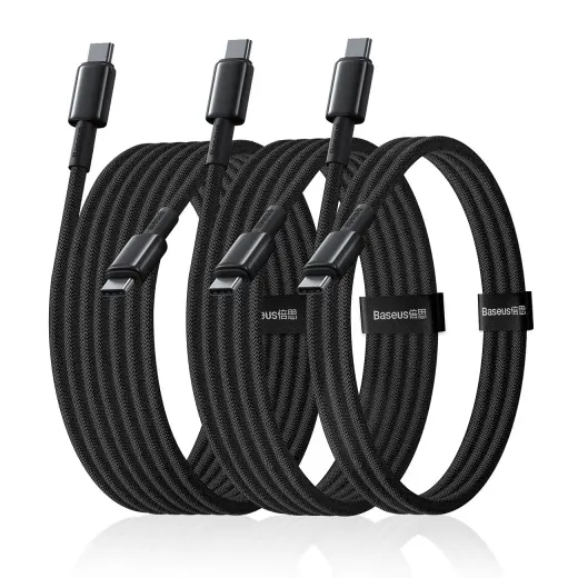 Baseus Tungsten Gold 100W USB-C Cable Set - USB-C 1m 2m 3m - Black