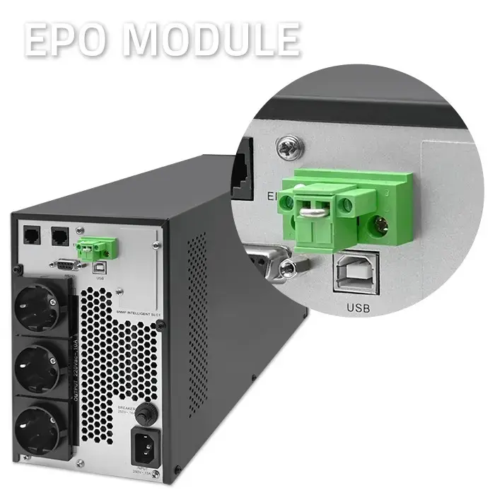 Qoltec Uninterruptible Power Supply UPS | 2kVA | 2000W | Power factor 1.0 | LCD | EPO | USB | On-line