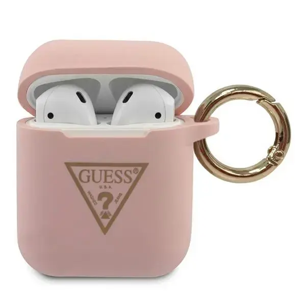 GUACA2LSTLPI Guess Triangle Silicone Case for Airpods 1 | 2 Pink