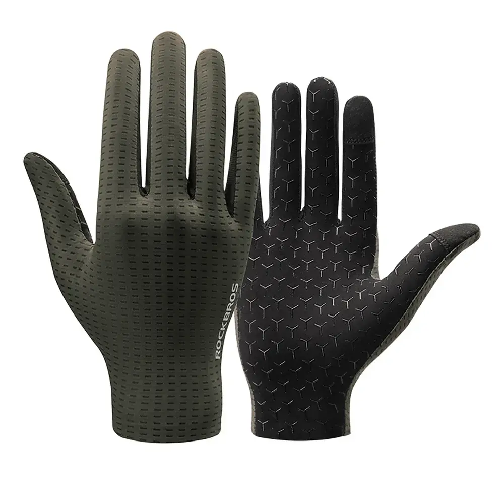 Rockbros Breathable Full Finger Cycling Gloves, Size: XXL - Green