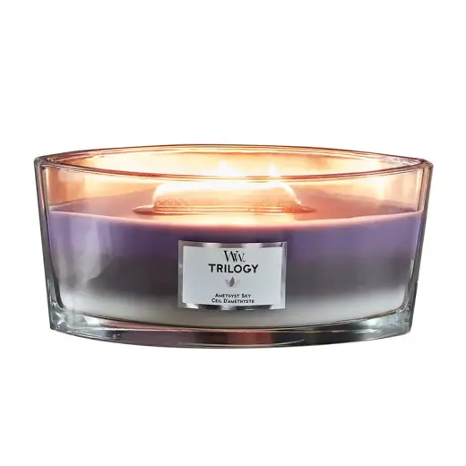 Amethyst Sky Candle Ellipse Trilogy Candle WoodWick, 9.2cm X 19.1cm X 12.1cm | Ambery, Gourmand