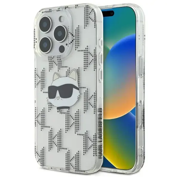 Karl Lagerfeld case for iPhone 16 Pro Max 6,9" KLHCP16XHKLPCHT transparent Hard IML Choupette Head Electroplated