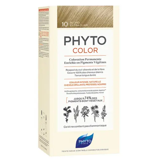 Phyto, Color, Permanent Hair Dye, 10 Extra Light Blonde, 50 ml