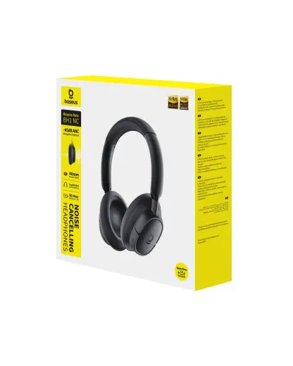 Wireless Bluetooth 6.0 Noise Cancelling Headphones Bass BH1 NC, Black