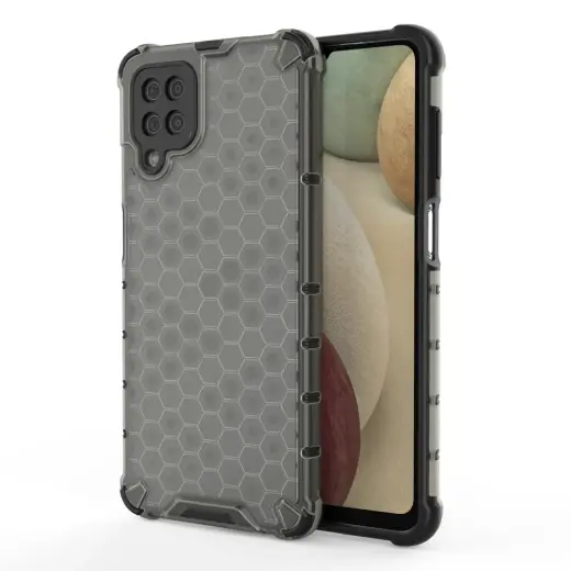 Honeycomb Case armor cover with TPU Bumper for Samsung Galaxy A12 / Galaxy M12 black