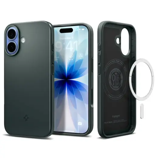 Spigen Thin Fit чехол с поддержкой MagSafe для телефона Apple iPhone 17 зеленый