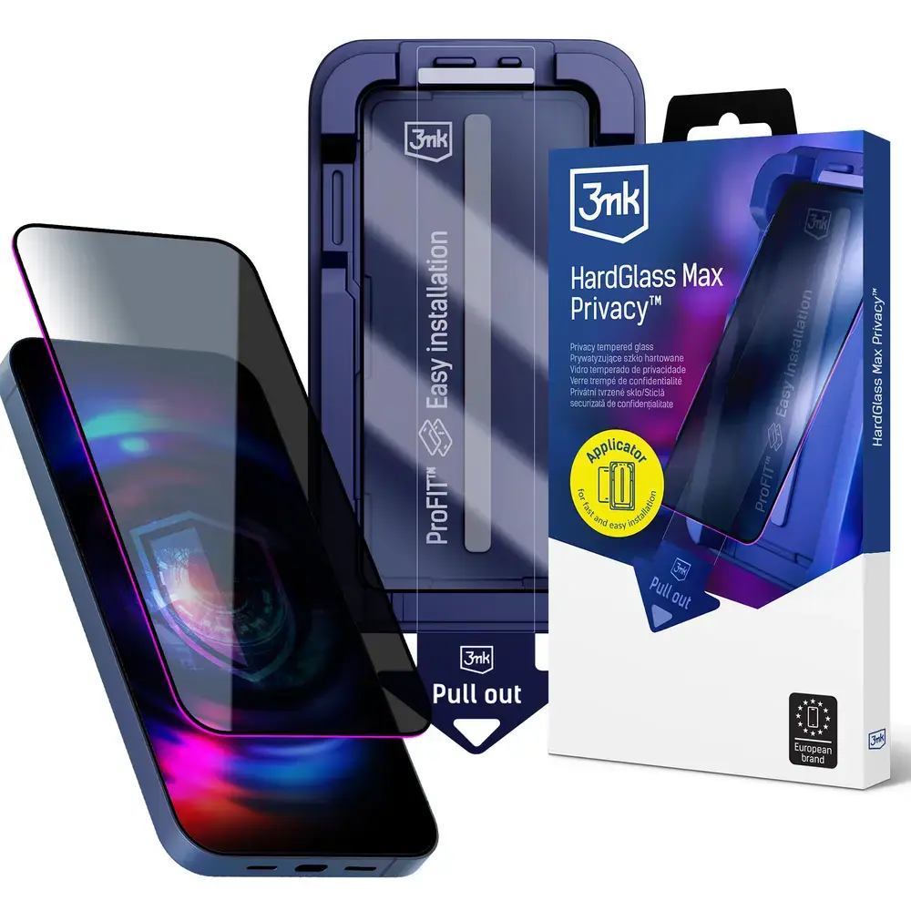3mk HardGlass Max Privacy aizsargstikls telefona ekrānam iPhone 16 Pro Max (privātuma efekts) ar uzstādīšanas rāmi
