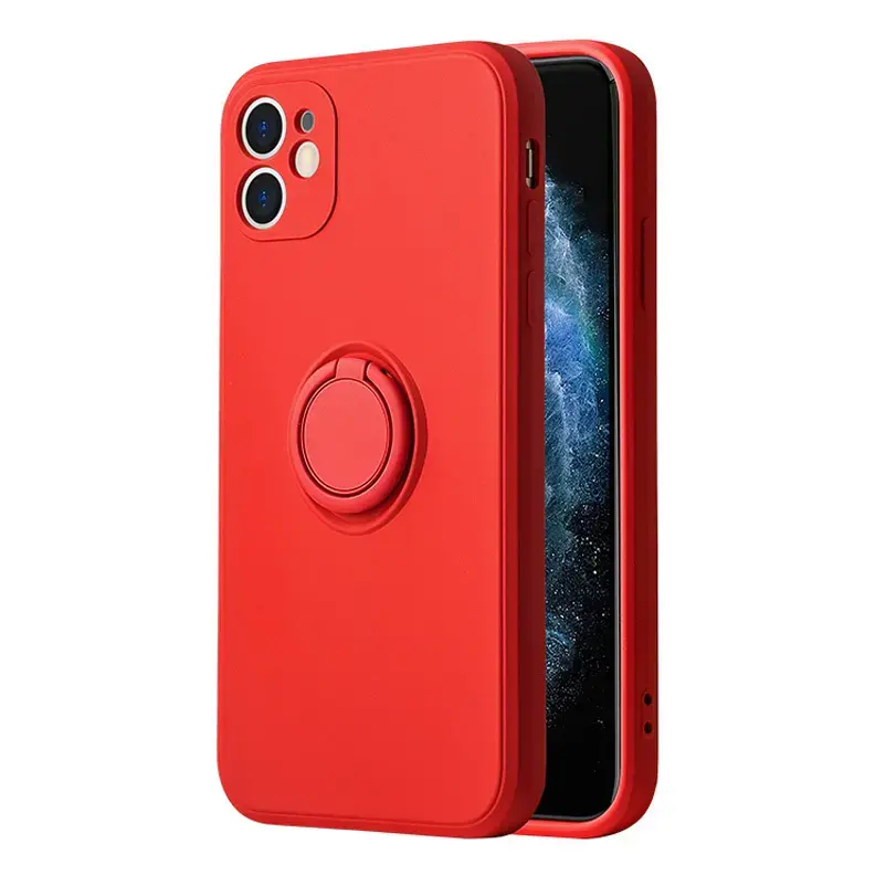 Vennus Silicone Ring maciņš ar statīvu telefonam iPhone 14 Plus sarkans