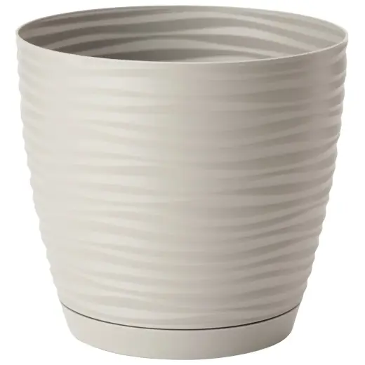 Puķu pods SAHARA ar paliktni 23cm, g.pelēks