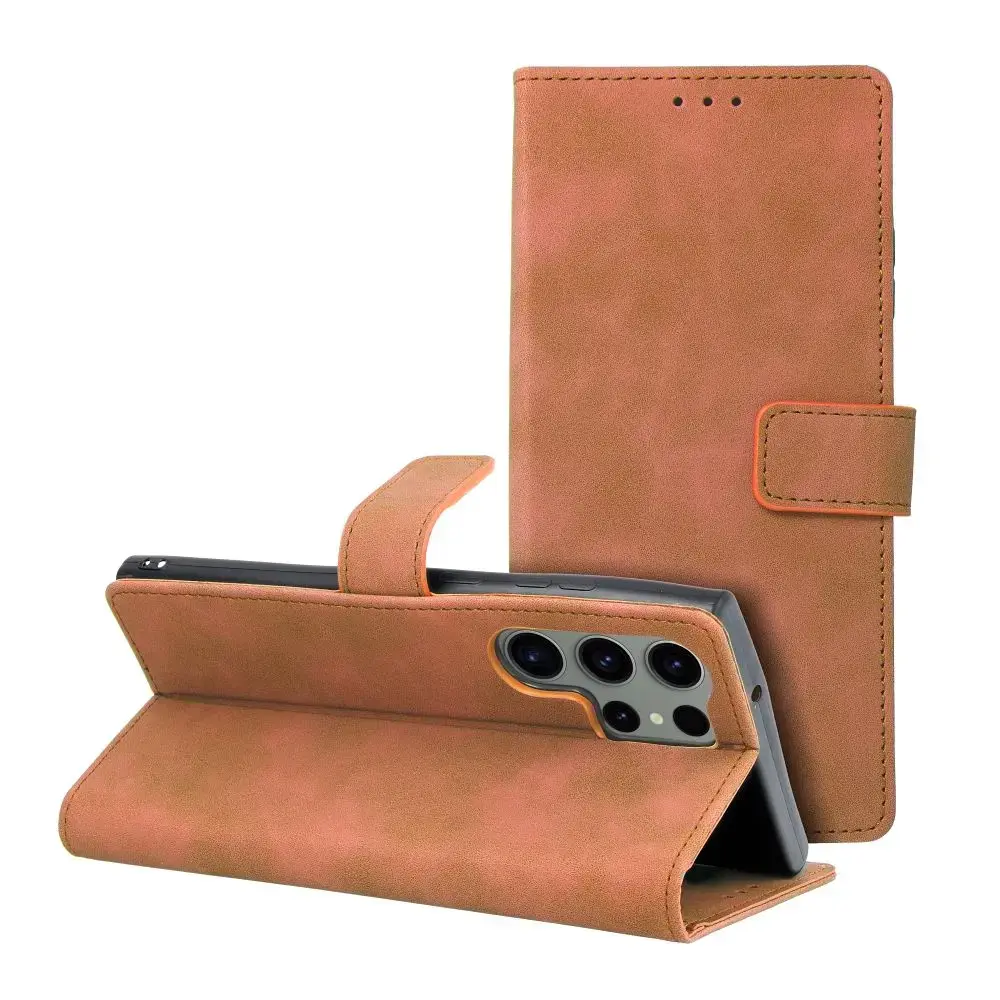 TENDER grāmatveida maciņš telefonam Samsung Galaxy S23 Ultra (S918) brūns