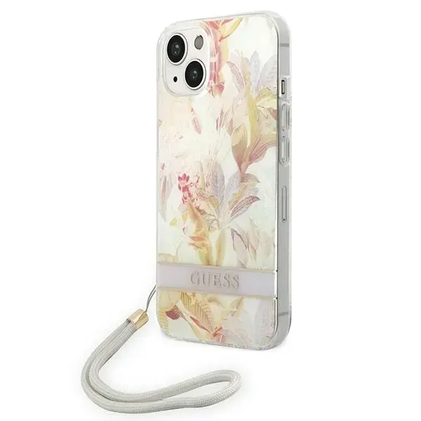 Guess GUOHCP14SHFLSU iPhone 14 6,1" fioletowy|purple hardcase Flower Strap