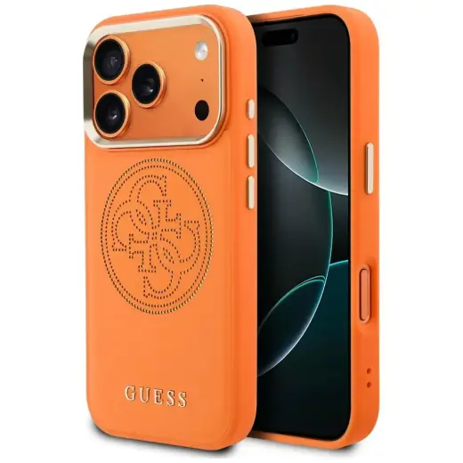 Guess Perforated 4G maciņš ar MagSafe atbalstu telefonam iPhone 18 Pro Max | iPhone 17 Pro Max oranžs